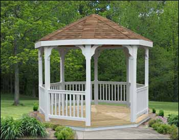 10' Vinyl Octagon Gazebo with Treated Pine Flooring