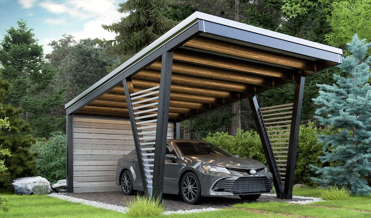 Backyard Shelter Contemporary Sloped Roof Carport