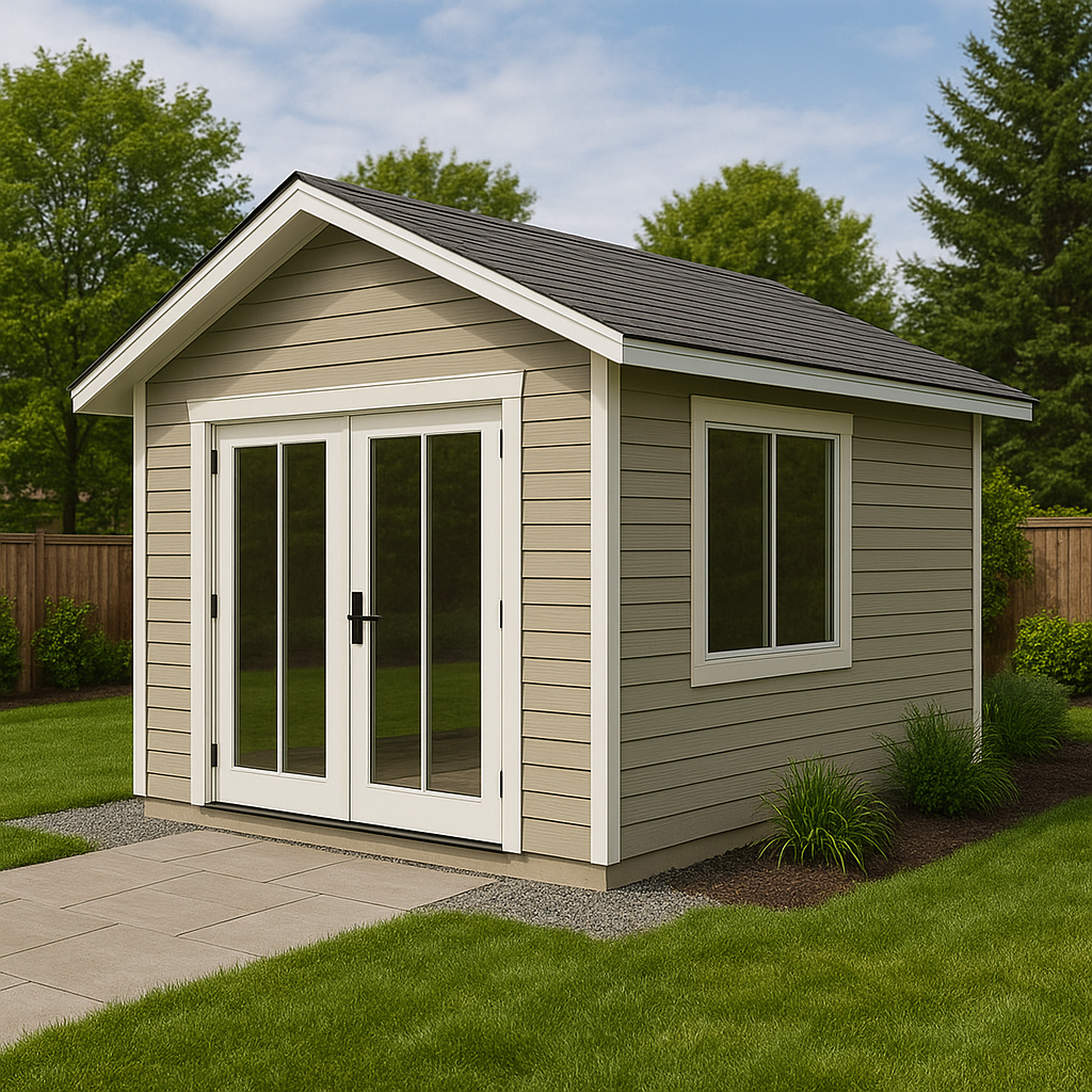 Gable Roof Tool Shed with French Doors